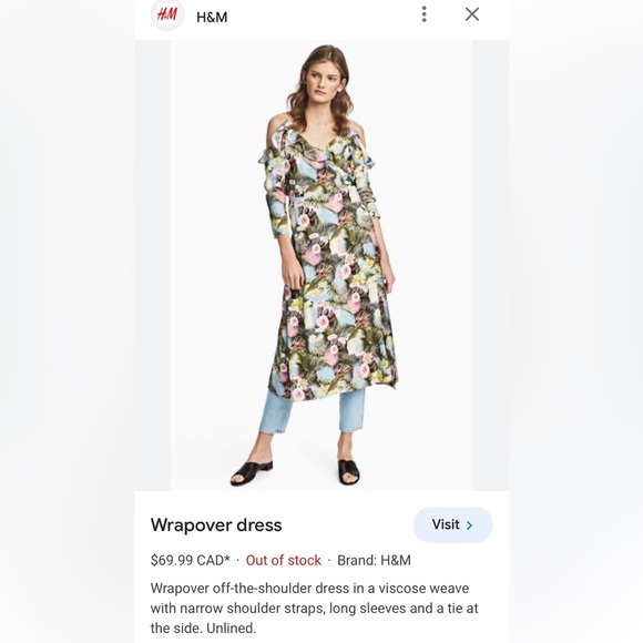 H&M wrap over spaghetti straps at shoulders! Long sleeves! maxi dress Size 10 - Picture 13 of 17